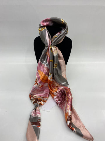 Wild Rag Silk Grey Feathers Print #WR