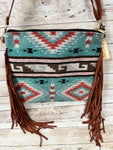 Purse Fringe Crossbody Tq Aztec #806-BA107TQ