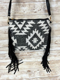 Purse Fringe Crossbody Bk Aztec #806-BA105BL