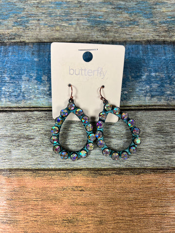 Earrings Turquoise Sparkle Teardrops  #GE097-PAT-AB