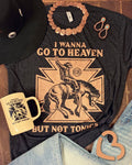 Shirt I Wanna Go To Heaven Unisex Tee on Vintage Black and Rose Gold Shimmer  #AU223