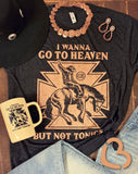 Shirt I Wanna Go To Heaven Unisex Tee on Vintage Black and Rose Gold Shimmer  #AU223