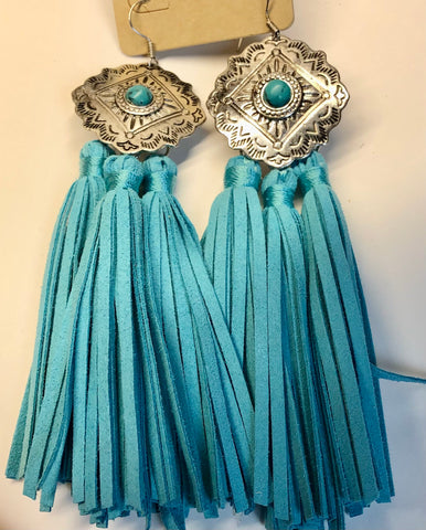 Earrings Turquoise Tassels #ER-1586TQ