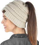 Ponytail Beanie CC Beige #MB-20A-Beige