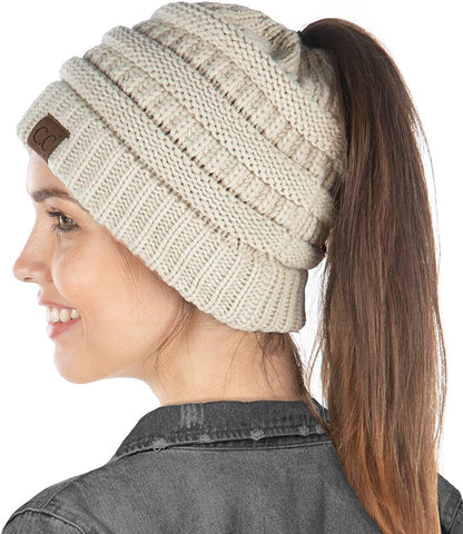 Ponytail Beanie CC Beige #MB-20A-Beige