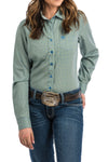 Cinch Ladies Blue and Lime Print Rodeo Shirt #MSW9164099