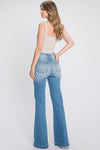 JEAN LADIES DISTRESSED SUPER HIGH RISE 70'S INSPIRED FLARE #P289F-MD