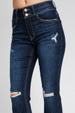 JEAN LADIES DISTRESSED HIGH RISE STRETCH SUPER FLARE #P301F-DK