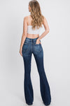 JEAN LADIES DISTRESSED MID RISE STRETCH TIE FLARE - PETITE #TZ929MF-MD