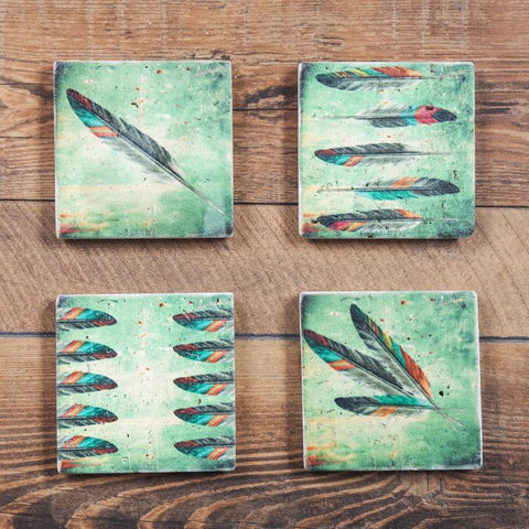 FEATHER COASTER SET 4 PC #CO1754